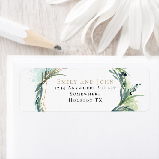 Olive Leaf Hochzeit Rücksendeadresse (Insitu)