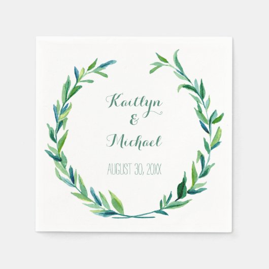 Olive Leaf Laurel Wreath Simple Modern Empfang Serviette (Vorderseite)
