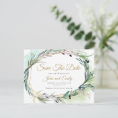 Olive Leaf Wasserfarbrahmen/Save the Date Postkarte (Stehend Vorderseite)