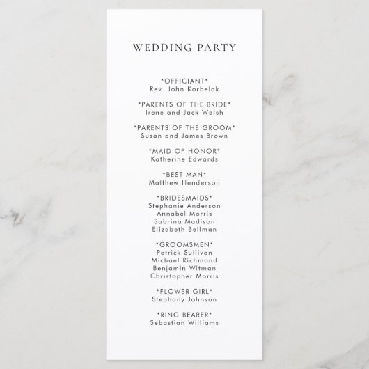 Olive Leaf Wreath Cursive Script Wedding Programm (Rückseite)