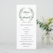 Olive Leaf Wreath Cursive Script Wedding Programm (Stehend Vorderseite)