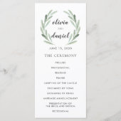 Olive Leaf Wreath Cursive Script Wedding Programm (Vorderseite)