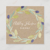 Olive Leaf Wreath White Type Kraft Quadratische Visitenkarte (Vorderseite)