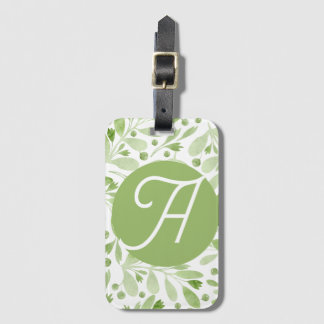 Olive Leaves and Initial Luggage Tag Gepäckanhänger