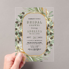 Olive Leaves Bridal Shower Acryleinladungen