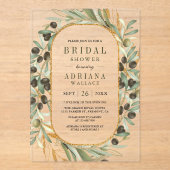 Olive Leaves Bridal Shower Acryleinladungen (Vorderseite)
