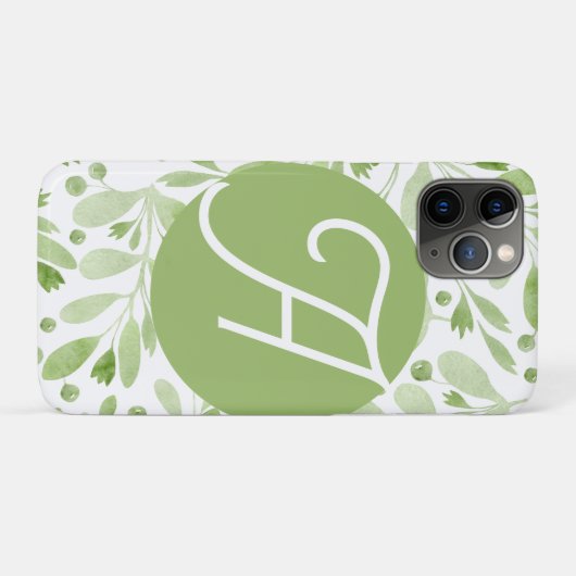 Olive Leaves Initial iPhone Case  (Rückseite (Horizontal))