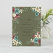 Olive-Lily-Mood-Hochzeit Einladung (Stehend Vorderseite)