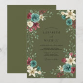Olive-Lily-Mood-Hochzeit Einladung (Vorne/Hinten)
