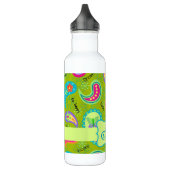 Olive Lime Green Modern Paisley Muster Monogram Trinkflasche (Links)