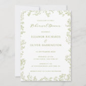Olive Line Art Floral Border Rehearsal Dinner Einladung (Vorderseite)
