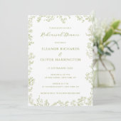 Olive Line Art Floral Border Rehearsal Dinner Einladung (Stehend Vorderseite)