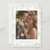 Olive Line Art Floral Monogram Crest Wedding Save The Date (Rückseite)