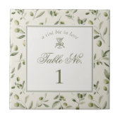 Olive Martini Green Pattern Wedding Table Number Fliese (Vorderseite)