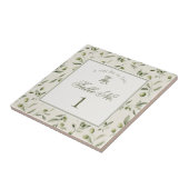 Olive Martini Green Pattern Wedding Table Number Fliese (Seite)