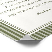 Olive Martini Green Striped Advice for Baby Game Poster (Ecke)