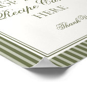 Olive Martini Green Striped Share Recipe Bridal Poster (Ecke)