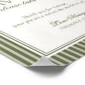 Olive Martini Green Striped Wedding Favors Sign Poster (Ecke)