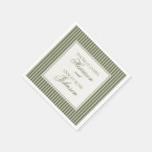 Olive Martini Old Money Striped Wedding Serviette (Ecke)