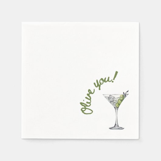 Olive Martini "Olive you!" Cocktail Napkins Serviette (Vorderseite)