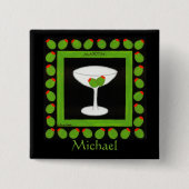 Olive Martini Retro Drink Name Abzeichen Custom Button (Vorderseite)