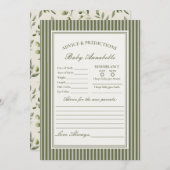 Olive Martini Striped Green Advice for Baby Card Einladung (Vorne/Hinten)