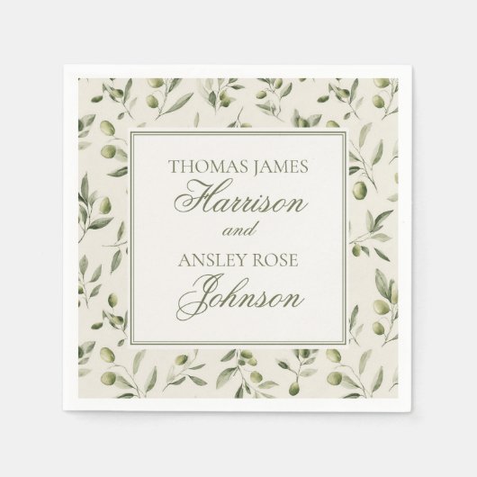 Olive Martini Tini Bit In Love Old Money Wedding Serviette (Vorderseite)