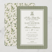 Olive Martini Tini Little One Striped Baby Shower Einladung (Vorne/Hinten)