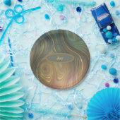 Olive Mauve und Tan Agate Look Paper Plate Pappteller (Party)