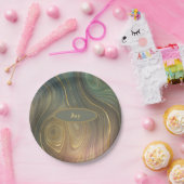 Olive Mauve und Tan Agate Look Paper Plate Pappteller (Party)