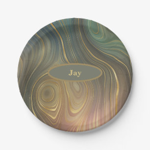 Olive Mauve und Tan Agate Look Paper Plate Pappteller