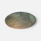 Olive Mauve und Tan Agate Look Paper Plate Pappteller (Schrägansicht)