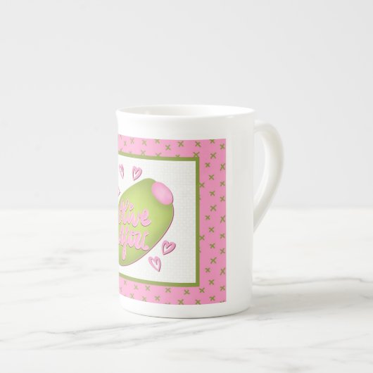 Olive Me Loves Olive You Funny Retro Love Porzellantasse (Vorderseite Rechts)