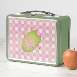 Olive Me Loves Olive You Retro Pink Check  Metall Brotdose
