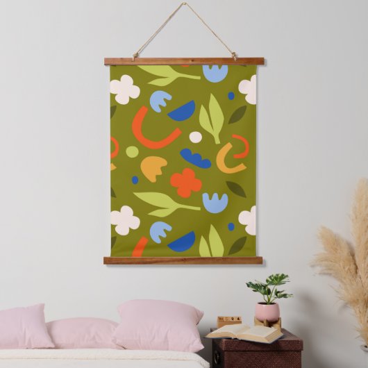 Olive Meadow Wandteppich Mit Holzrahmen (Schlafzimmer)