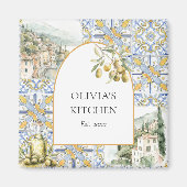 Olive Mediterranean Botanic Yellow Blue Magnet (Vorne)