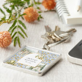 Olive Mediterranean Botanic Yellow Blue Schlüsselanhänger (Seite)