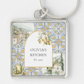 Olive Mediterranean Botanic Yellow Blue Schlüsselanhänger (Vorne)