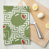 Olive Mediterranean Greek Key  Geschirrtuch (Viertel Falte)