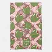 Olive Mediterranean Greek Key  Geschirrtuch (Vertikal)