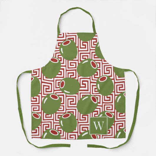 Olive Mediterranean Greek Key  Schürze (Vorderseite)