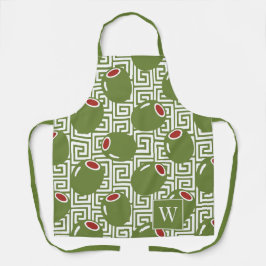 Olive Mediterranean Greek Key  Schürze