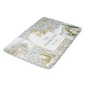 Olive Mediterranean Yellow Blue Tile Pattern Badematte (Schrägansicht)