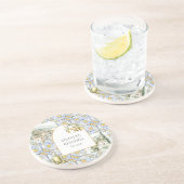 Olive Mediterranean Yellow Blue Tile Pattern Getränkeuntersetzer (Seite)