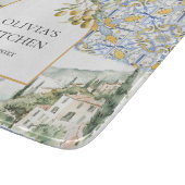 Olive Mediterranean Yellow Blue Tile Pattern Schneidebrett (Ecke)