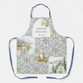Olive Mediterranean Yellow Blue Tile Pattern Schürze (Vorderseite)