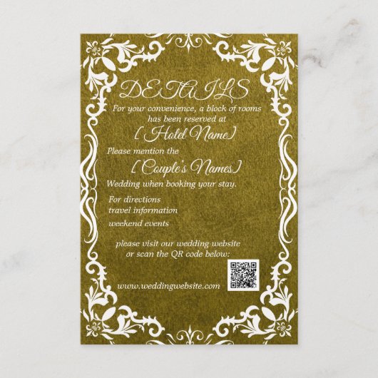 Olive Minimal Elegant Wedding Enclosure Card Begleitkarte (Vorderseite)