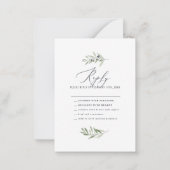 Olive minimale Aquarellfarben Brautantwort Mitteilungskarte (Rückseite)