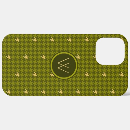 Olive mit Gold Accent Hahnentrittmuster Case Mate (Hinten (horizontal))
