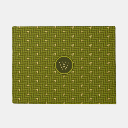 Olive mit Gold Accent Hahnentrittmuster Doormat Fußmatte (Vorderseite)